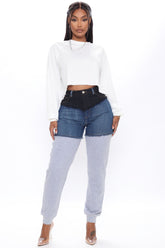 Top Tier Denim Sweatpant Joggers - Blue/combo Ins Street